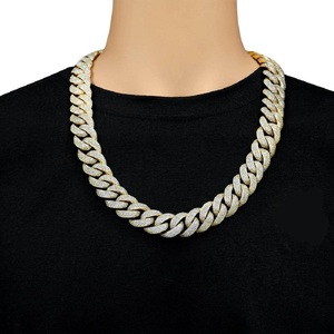 Cadena de Eslabones Cubanos Miami de Moissanita de 16mm, Chapado en Oro Vermeil de 14K sobre Plata 925, Cadena de Diamantes Iced Out, Joyería Hip Hop - Product Image 1