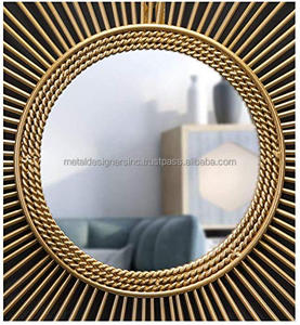 Sunburst <b>Gold</b> Decorative Metal <b>Wall</b> <b>Mirror</b> Luxury Glass With Wire Frame for Home Decor Living Dining and Office Room - Product Image 2