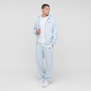 Survêtement Homme à Capuche Entièrement Zippé en Coton Molletonné, Coupe Droite Décontractée, Style Urbain, Deux Pièces, Personnalisable avec Impression et Broderie - Product Image 1