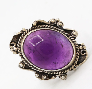 Anillo de Amatista Ovalada Vintage, Joyas Memoria, Plata de Ley 925, Hecho a Mano, Joyería para Bodas y Fiestas, Certificado IGI - Product Image 6