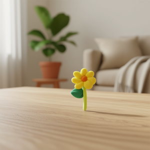 Fleur décorative ILAN 9x16cm en tissu jaune pour la décoration de la maison - Product Image 2