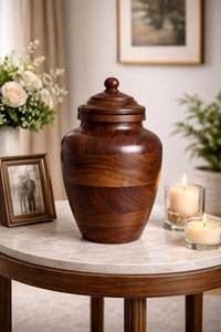 Urna Redonda para Mascotas Hecha a Mano, Moderna, de Madera Maciza Pulida y Personalizable, con Tapa Deslizante, para Decoración del Hogar y Cajas de Madera de Lujo - Product Image 4