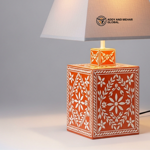 Wholesale Custom Bone Inlay Lighting Traditional Floral Inlay <b>Table</b> <b>Lantern</b> Base Bespoke Home Decor <b>Lamps</b> with Private - Product Image 6