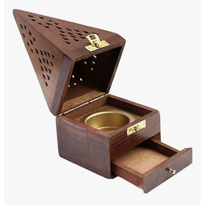 Brûleur à Bakhoor traditionnel en bois et acrylique, brûleur à Bakhoor de qualité supérieure en bois pour la décoration de la maison, en provenance d'Inde - Product Image 1