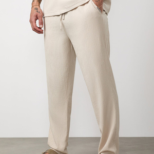 Lightweight Solid Color <b>Drawstring</b> Custom Print Embroidery Corduroy Eco-Friendly Basic Sports Casual Sweatpants - Product Image 5