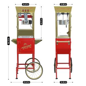 <b>Vintage</b> 12oz Popcorn Machine Cart with Stainless Steel <b>Kettle</b> Movie Theater Style 110V Used - Product Image 3