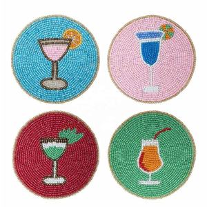 Juego de posavasos hecho a mano moderno de alta calidad de 4 posavasos para bebidas posavasos con cuentas redondas para mesa de comedor y decoración de mesa de centro - Product Image 4