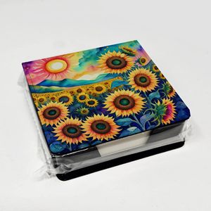 Portablocco in Pelle PU con Girasoli Colorati, Copertina Progettata da Artisti, Accessorio da Scrivania, Regalo per Ufficio, Adesivo Promozionale - Product Image 4