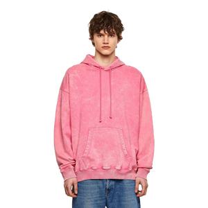 Sweat à capuche unisexe surdimensionné en molleton épais, personnalisé, de haute qualité, rose, style streetwear, avec effet délavé à l'acide et délavé minéral vintage, vente en gros - Product Image 1