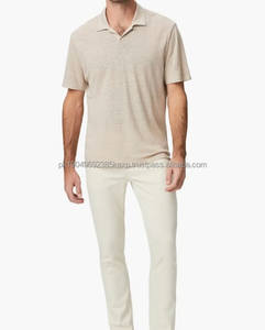 Chemises polo pour hommes en vente d'usine, nouveau design, haute qualité, couleur unie, chemise en lin unie, chemise décontractée, logo personnalisé, manches polo - Product Image 2