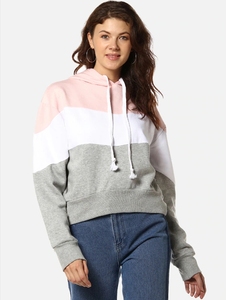 Sudadera con Capucha para Mujer, Diseño Color Block, Mezcla de Algodón, Tejido de Punto, Estilo Casual, Corte Regular, con Bolsillos, Estilo Otoñal - Product Image 4