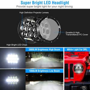 2 Faros Delanteros LED Redondos de 7 Pulgadas y 75 W con Halo DRL de 3800 LM, Luz Alta y Baja para Jeep Wrangler TJ JK CJ H4 H13 Adap - Product Image 5