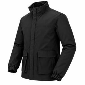 Men's Black Windproof Puffer Jacket With Stand Collar And Zipper Closure Regular Fit Casual Winter Wear - Product Image 3