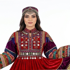 Vestido Afgano Étnico Kuchi Hecho a Mano, Tradicional, Bordado, para Mujer, Talla Larga, Vestido Afgano Kuchi para Boda Étnica - Product Image 6