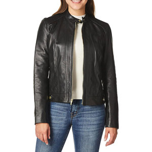 Custom Logo Printed <b>Waterproof</b> Eco-Friendly Windproof <b>Winter</b> Biker Leather <b>Jacket</b> for <b>Women</b>-Classic Rock Style Genuine Leather - Product Image 4