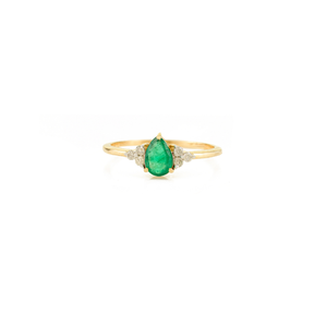 Ensemble de bijoux 3 pièces en or jaune 18 carats, émeraude et diamant, design minimaliste élégant, pour un usage quotidien. - Product Image 3