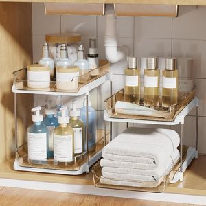 Organizzatori impilabili a 2 livelli per lavabo, contenitori multiuso per dispensa da cucina e armadietto estraibile per medicinali - Product Image 1