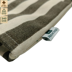 Custom Logo Embroidered Striped 12 Oz Recycled Cotton <b>Canvas</b> Jute Beach Tote Bag Zipper Wholesale OEM Private Label Manufacturer - Product Image 5
