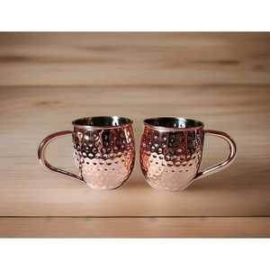 Copper Double Wall Drinking Cup With Stainless Steel Interior Round Shape For Kitchen Use - Product Image 4