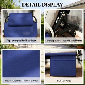 Sdraio Pieghevole Blu Navy per Cortile e Uso Esterno, Lettino Prendisole - Product Image 3