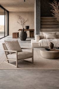 Fauteuil de salon de luxe avec coussin en lin |   Fauteuil de détente en bois moderne pour hôtel et maison |   Fauteuil d'appoint minimaliste pour salon - Product Image 2