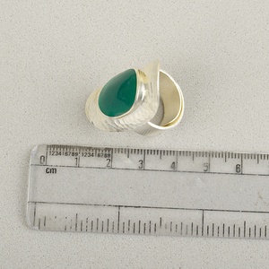 Green Onyx Oval Cabochon Sterling <b>Silver</b> Hammered <b>Ring</b> Gemstone <b>Chunky</b> Bohemia Jewelry Manufacturer Supplier - Product Image 5