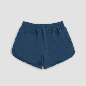 Shorts Deportivos para Mujer, Color Azul Sólido, Cintura Elástica, Tejido de Poliéster, Secado Rápido, Corte Regular, Cintura Media, para Gimnasio y Fitness - Product Image 1