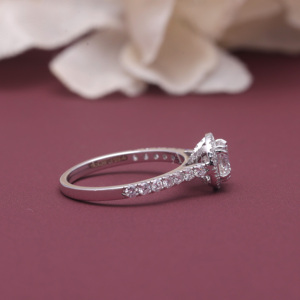 IGI Certified Lab Grown Round Brilliant Cut Diamond Halo Engagement <b>Ring</b> 14K White / Rose And Yellow Gold Round Cut Diamond <b>Ring</b> - Product Image 3