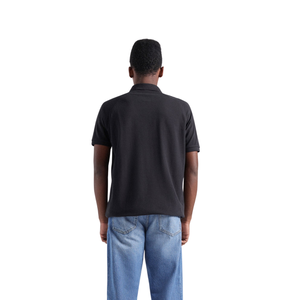 Camisa de Golf de Verano para Hombre, Negra, Tejida, 100% Algodón, Manga Corta, con Bolsillo, Cuello Clásico, Antiarrugas, Estilo Casual Elegante - Product Image 3