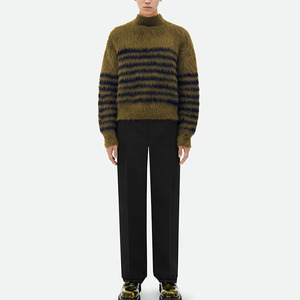 Pull à col roulé en laine/acrylique uni vert olive pour homme, manches longues, pull d'hiver, coupe régulière, séchage rapide, respirant - Product Image 2