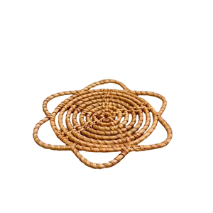 Indoor Outdoor Rattan Table Mat Hand-Made Round <b>Placemat</b> for Versatile Dining Decor Weather Resistant Fiber - Product Image 2