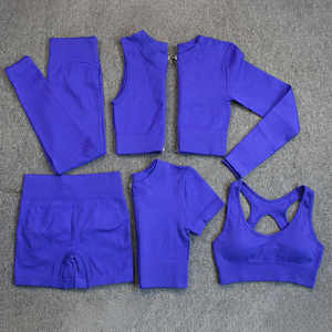 <b>Top</b> Selling New Arrival High Quality Women Yoga Set Breathable Short Sleeve Custom Design Front Logo 2 Piece Set - Product Image 6