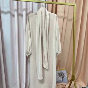 Robe de soirée droite longue en crêpe uni, manches longues, taille naturelle, ornée de cristaux, service OEM, teinte unie, idéale pour l'été - Product Image 6