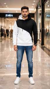 ONETEN APPARELS <b>Men's</b> Color Block <b>Hoodie</b> Plus Size Cotton French Terry Quick Dry Winter Pullover Sweatshirt - Product Image 5