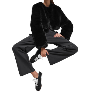Trendy <b>Women's</b> Cropped Faux Fur <b>Jacket</b> Luxury Plush <b>Teddy</b> Coat Full Zip Winter Fashion custom Outerwear OEM private label option - Product Image 5