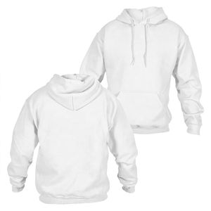 Sweat-shirt à capuche uni blanc pour femme, à manches longues, avec poche kangourou - Product Image 1
