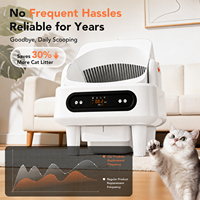 Litière pour animaux de compagnie électrique à toit ouvert, silencieuse 30 dB, avec tiroir à déchets 12 L, autonettoyante, avec radar anti-pincement et 4 capteurs de poids