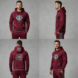 Mens Training Tracksuit Stretch Fabric Hoodie And <b>Pants</b> Set Workout Gym Running Suit Flexible Activewear - Product Image 3