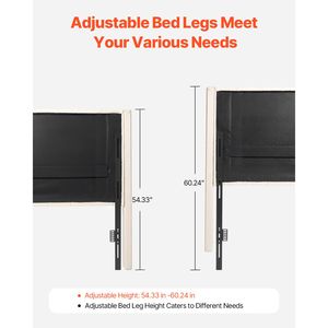 Adjustable Height Diamond Tufted <b>King</b> <b>Size</b> <b>Bed</b> with Comfortable <b>Headboard</b> W84.1 X H (54.33 60.24) X Single <b>Size</b> - Product Image 5