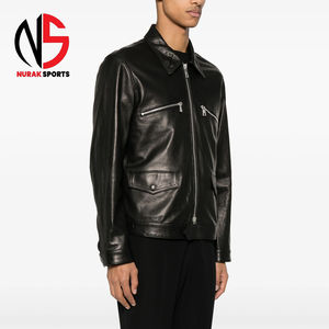 Chaqueta de Cuero de Oveja Negra Personalizada OEM para Hombre, Último Modelo, Corte Ajustado, Chaqueta Larga de Invierno, Fabricada en Fábrica a Precio Razonable 2026 - Product Image 3