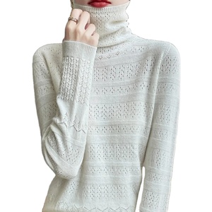 เสื้อสเวตเตอร์ถักแบบสวมหัวสำหรับผู้หญิงเสื้อลำลองขนแกะมีขอบโค้งสำหรับฤดูใบไม้ผลิและใบไม้ร่วง - Product Image 3