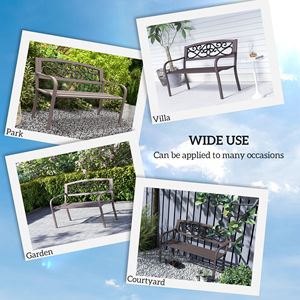 Panca da Giardino in Acciaio con Design Floreale per Patio, Parco, Cortile, Centro Commerciale - Arredo Durevole per Esterni - Product Image 6