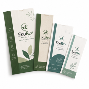 Custom Printed Logo <b>Biodegradable</b> Kraft <b>Paper</b> Bag Twisted Handles Offset Printing Self Adhesive Seal Bottom Gusset Recyclable - Product Image 2