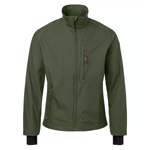 Men's Olive Green Soft Shell Jacket Zip Fly Stand Collar Water Resistant Outdoor Hiking Coat Regular Fit Windstopper <b>Material</b> - Product Image 4