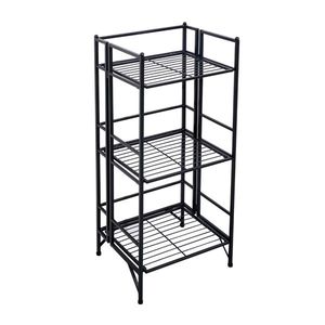 Black 3-Tier Wide Folding Metal Shelf Unit - Product Image 4