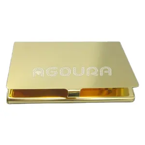 Porta cartão aço inoxidável banhado a ouro
