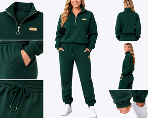 Conjunto Deportivo Corto Personalizado para Mujer con Logotipo Frontal, 100% Algodón Felpa, Transpirable, de Secado Rápido, Color Sólido, Precio Bajo - Product Image 3