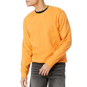 Pull en tricot à col rond unisexe orange, coupe régulière, manches longues, vêtements décontractés pour l'automne - Product Image 2