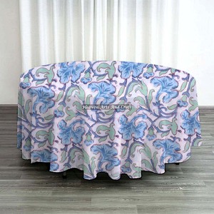 Best Selling Products Factory Outlets Wedding Table Cloth <b>Round</b> Hand Block Printed Designer Pure Cotton <b>Tablecloths</b> for Sale - Product Image 5