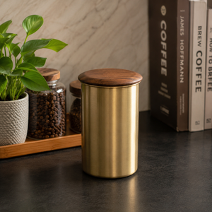 Modern Brass <b>Storage</b> Canister with Wooden Lid Decorative <b>Kitchen</b> Counter <b>Jar</b> Coffee Tea Sugar Dry Food Container OEM Wholesale - Product Image 3